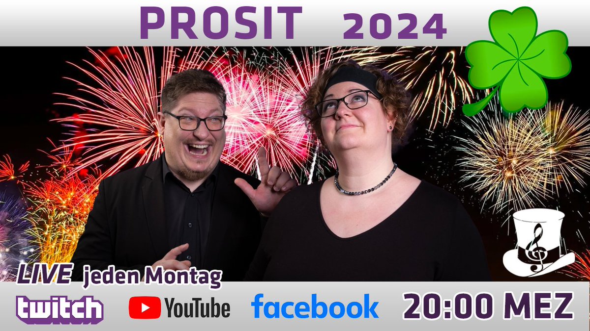 MagicMusicLive's tweet image. Prosit 2024! Seid beim ersten Stream dieses Jahres dabei! In einer Stunde um 20:00 Uhr geht es los auf twitch.tv/magic_music_li… oder wenn ihr wollt, auf YouTube, oder Facebook. Wir begrüßen das neue Jahr und freuen uns auf alles, was kommt!

#magicmusic #streamer #livestreaming