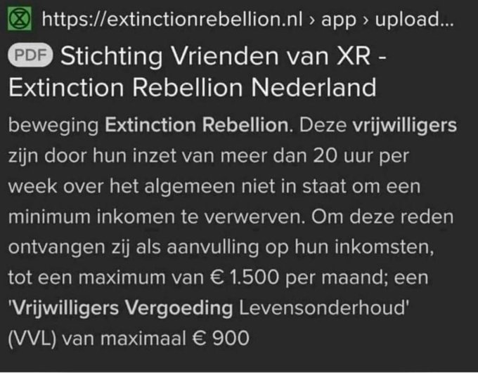 J41963735's tweet photo. Schande: Extinction Rebellion demonstranten ontvangen max. 2400 euro per maand van de overheid waartegen ze protesteren
#NieuwsInPerspectief @Wiep13396680 @rinsjan @J41963735 @Observeerder @LidwienNews @kijkverder1 @breaknieuws @ILuttikhuis @WappoSebastian
@Blikopener333 https://t.co/yYMknMQ5XG