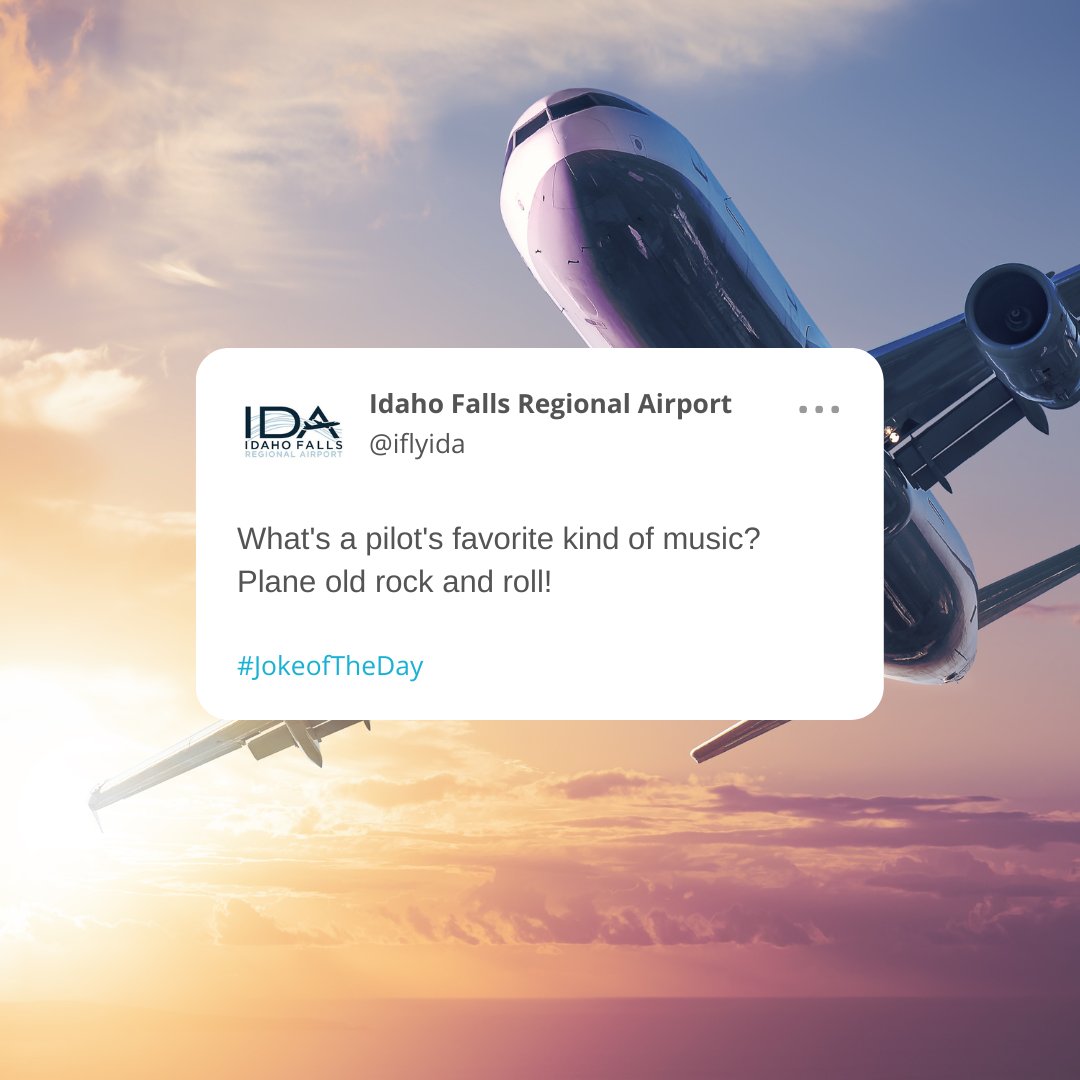 What's a pilot's favorite kind of music? Plane old rock and roll!

#JokeofTheDay