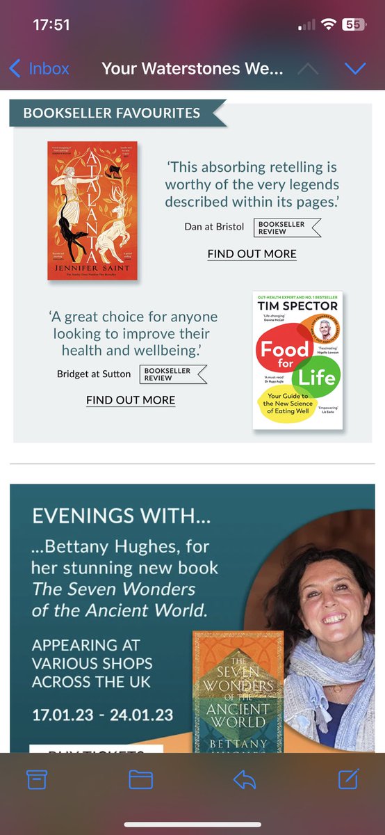 🎉 A very good start to the new year! 🎉 
🏺 Here I am being quoted by <a href="/Waterstones/">Waterstones</a> for the fabulous and memorable #Atalanta by my good friend <a href="/jennysaint/">💕🫶🏽𝓙𝓮𝓷𝓷𝔂💦💞</a> 🏺 
🧡 I’m so glad the paperback retains the gorgeous cover by <a href="/micaelaalcaino/">Micaela Alcaino</a> 
Grab yours now! 
#BookTwitter #booktwt 🧡