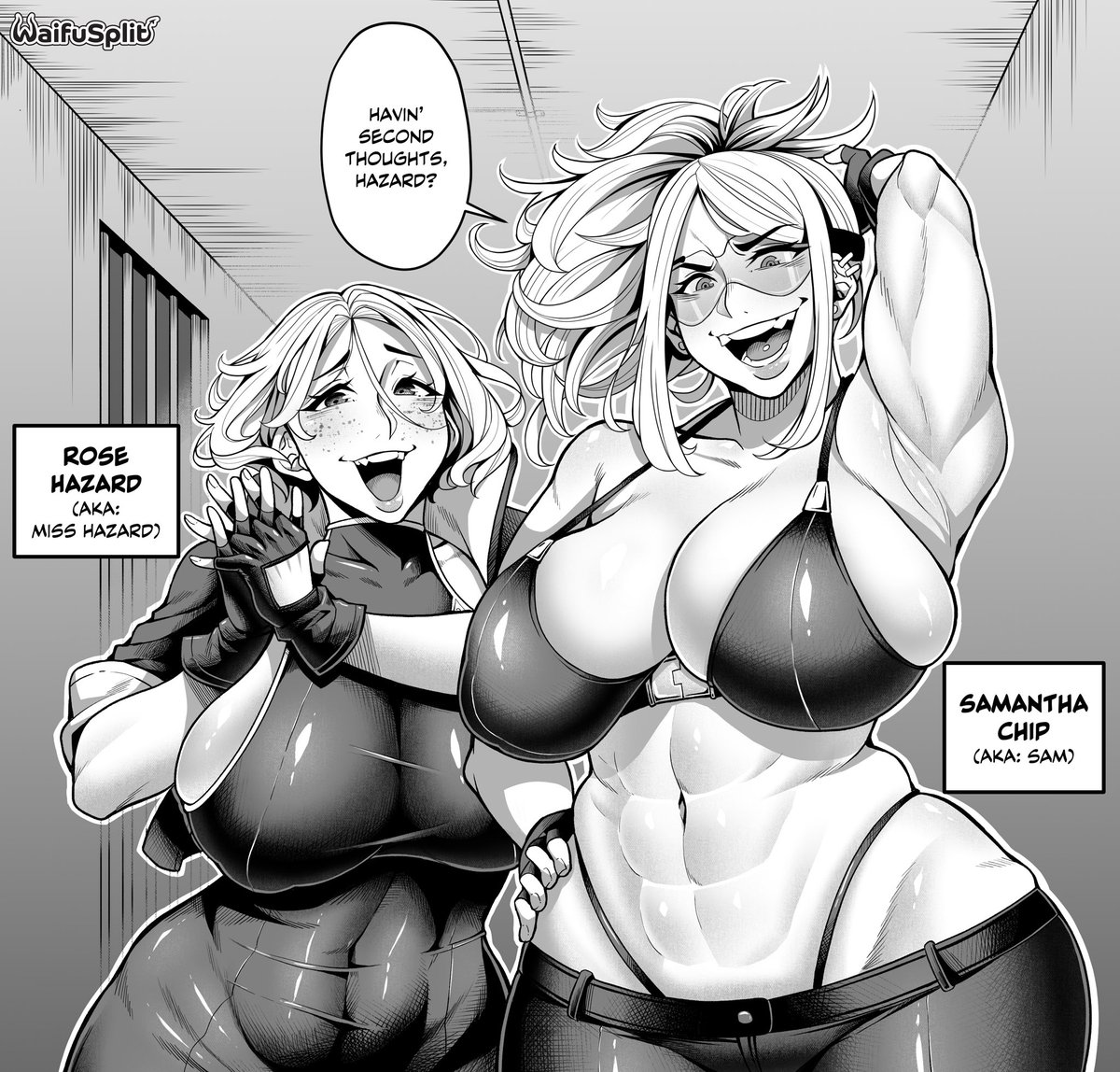 WaifuSplit's tweet photo. The full names of Miss Hazard &amp; Sam 👀 

Screencap from our upcoming project…

A-Block: Death Wish https://t.co/S4wBcwKsop