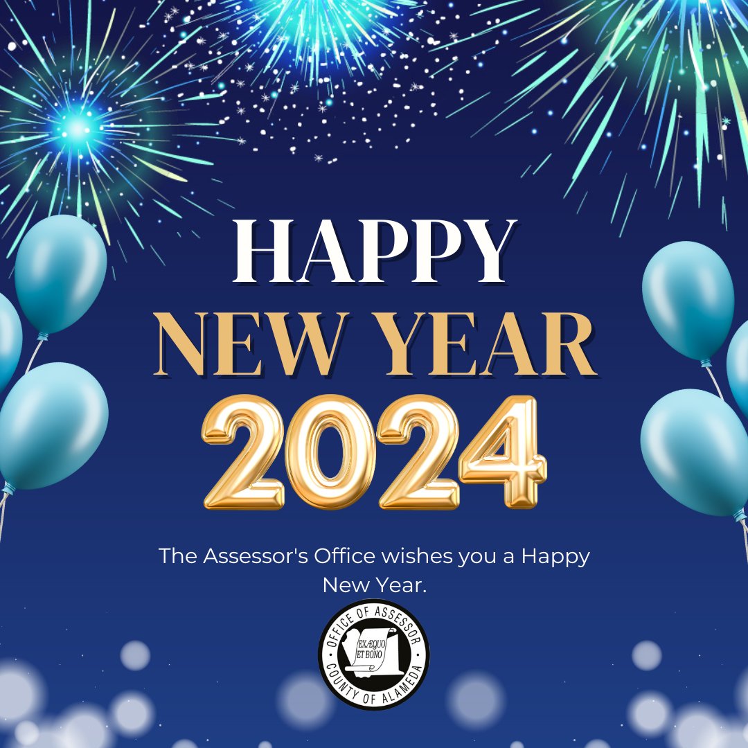 Happy New Year from the Alameda County Assessor’s Office! 🎉 As we step into 2024, we’re grateful for our community’s continued support. Wishing everyone a year filled with health, happiness, and success.🌟 #HappyNewYear #AlamedaCounty #NewBeginnings
