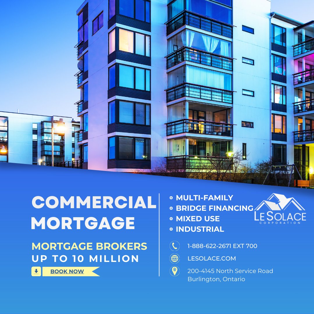 Our commitment focuses on simplifying the underwriting procedure to ensure smooth and prompt funding, minimizing any unnecessary holdups.

LeSolace Corporation FSRA 13416

#MortgageBrokers #CommercialFinance #CommercialMortgage 😎