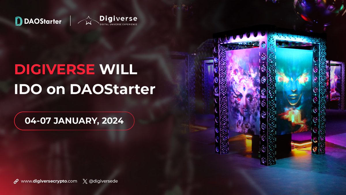 Teamed up with <a href="/Digiversede/">Digiverse</a> to share their $DIGI token, which will have its first pre-sale on DAOSTARTER on January 4th

“ Digiverse had been implemented with an investment of $40,000,000 and agreements were made with 4 different Tier1 exchanges before the launch “

As always on