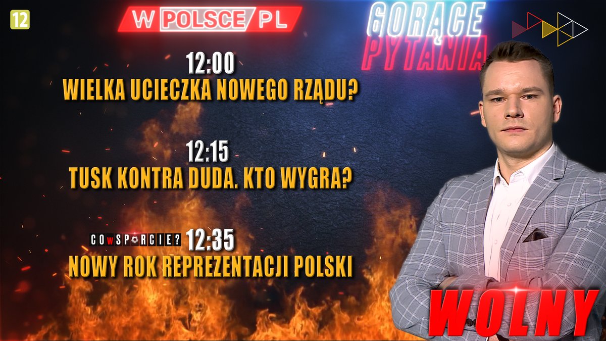 #ZapowiedziWPolscepl
#GorącePytania

Gośćmi <a href="/MaciejFreeWolny/">Maciej Wolny</a> będą:

12:00 i 12:15 <a href="/St_Janecki/">Stanisław Janecki</a>, <a href="/Tygodnik_Sieci/">Tygodnik Sieci</a> 
12:35 #CoWSporcie <a href="/DKaniewski/">Daniel Kaniewski</a>, ekspert sportowy