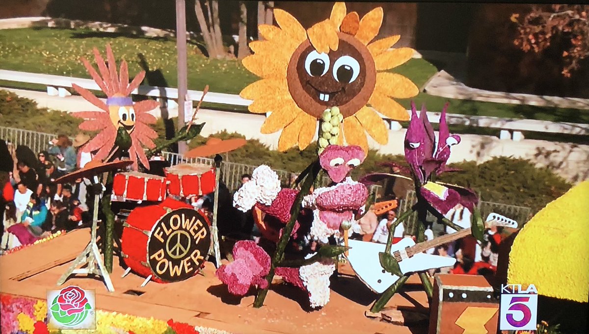 Happy New Year!🎉 Congratulations <a href="/LCFloat/">LCF Rose Float</a> “Flower Power”!🌺☮️💗🎶 The cool bus, flower power rock band &amp; the groupbees winning the Golden State Trophy🏆for best depiction of life in California in the🌹Rose Parade 2024! #RoseParade #lacanadaflintridge #flowerpower #pasadena