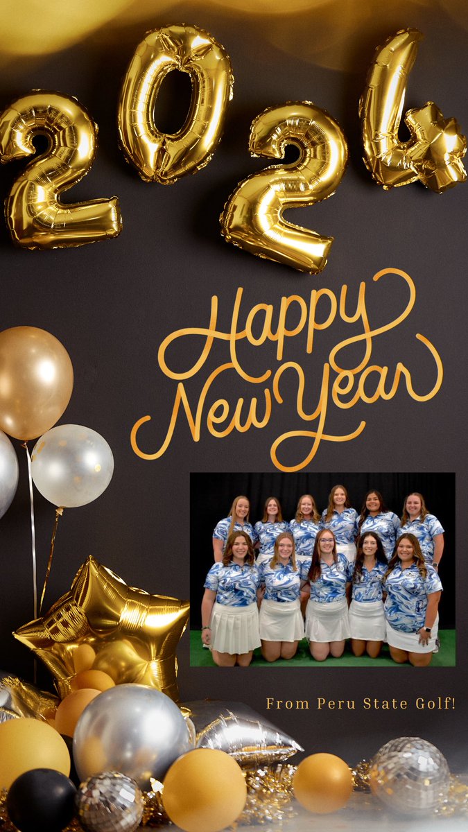 Happy New Year from the Peru State Women’s Golf Team!! 💙🐾