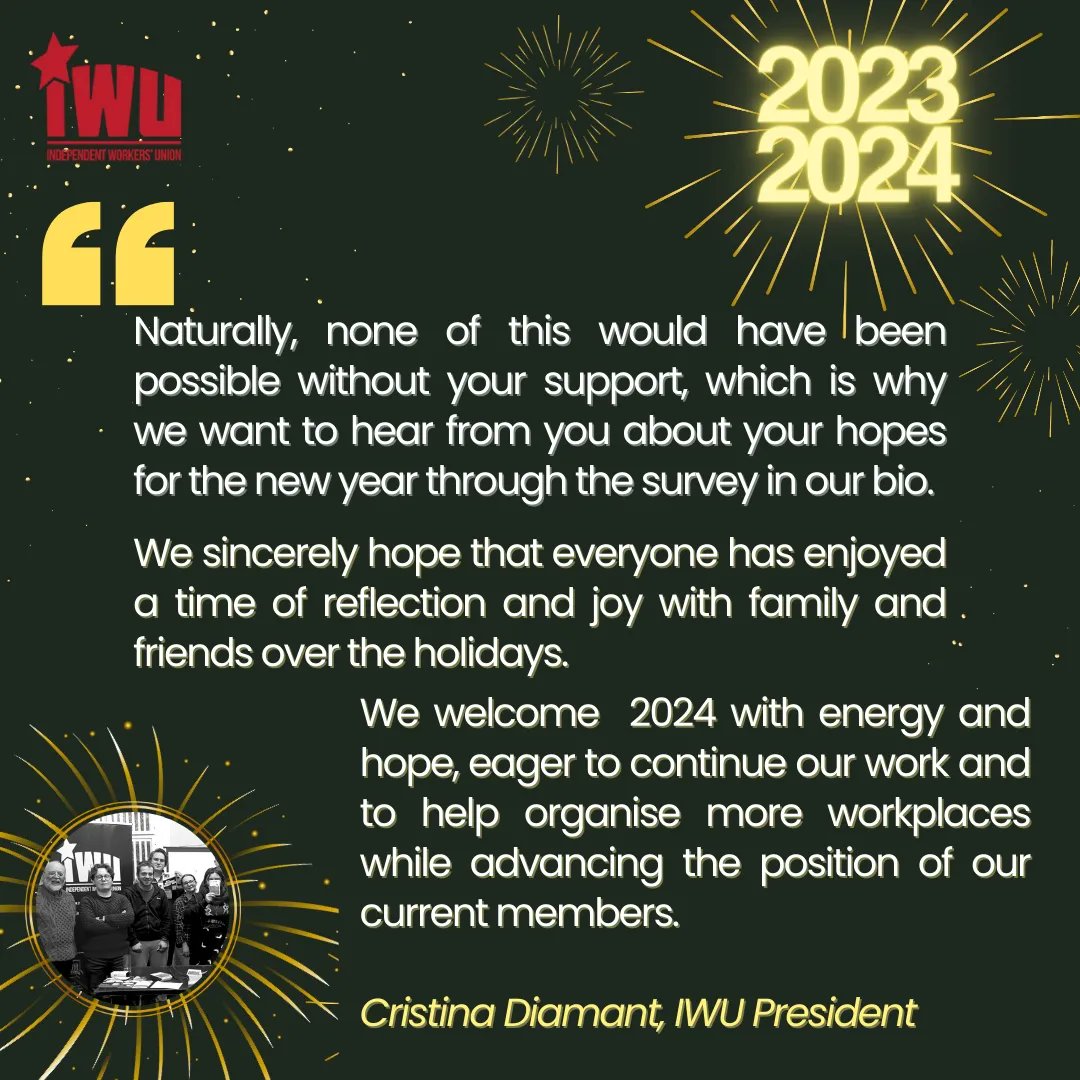 🎆 2024 RESOLUTIONS 📝 ✊ We would like to know your thoughts on our activity through the survey in our bio. 👇Please see below in full the President's open letter. #HappyNewYear2024 #WorkersRights #Solidarity