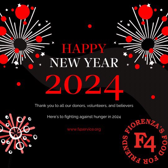 @f4service #F4 is excited to start 2024 together to eradicate #Hunger and #foodinsecurity. Thank you to our #constituents for your engagement!! #HappyNewYears #happynewyears2024 #Happynewyear #Foodrescue #Fooddrives #believe #Faith #Hope #Love #Joy #endhunger #F4endhunger