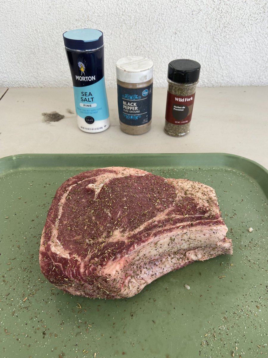 Cowboy Ribeye ready for the Weber.