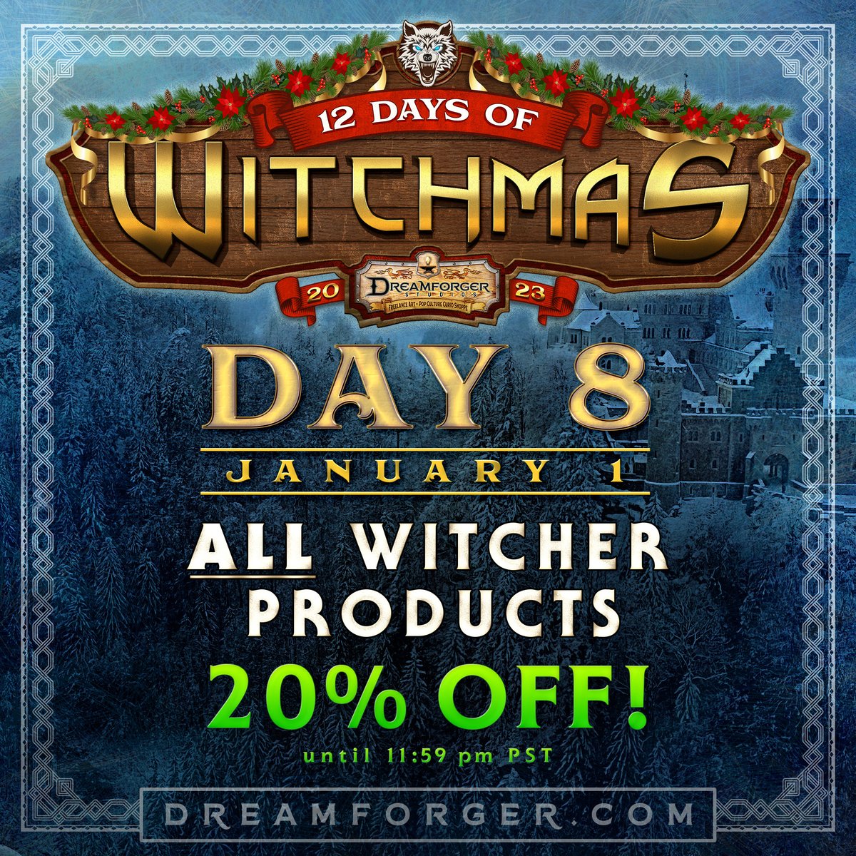#HappyNewYear Everyone!
Day 8 of #Witchmas is here! Save 20% off ALL my Witcher-inspired art & collectibles. Ring in the new year Witcher-style!
ow.ly/FN7E50QlPzC
#NickKremenekArt #DreamforgerStudios #TheWitcher #GeraltOfRivia