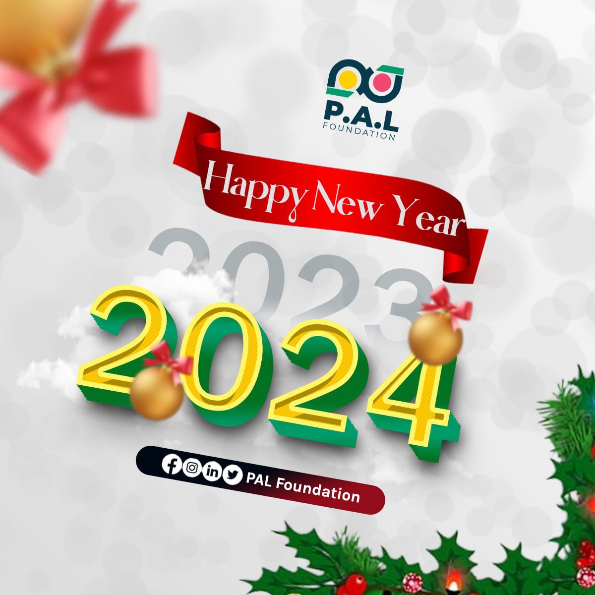 palfoundationng's tweet image. 2️⃣0️⃣2️⃣4️⃣!
Happy new year! 
Thank you for your unwavering support in every form in 2023, let’s do much better together in 2024.

#love #peace #PAL #peaceandlove #peaceandlovefoundation  #Newyear #HappyNewYear2024