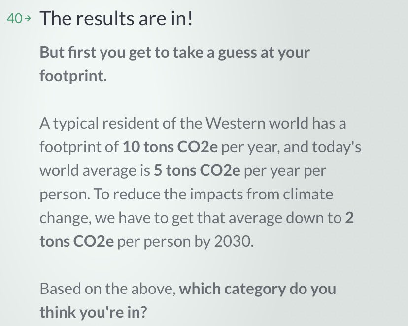 chloelcjones's tweet photo. I like to think I live quite a sustainable lifestyle. While my carbon footprint is lower than the western (10 tons CO2e) &amp; world (5 tons CO2e) averages, I’m still above the 2030 target of 2 tons CO2e at 3.3 tons CO2e! 😬

What’s your carbon footprint? https://t.co/w2gSwuAIE3 https://t.co/l66vgXVw98