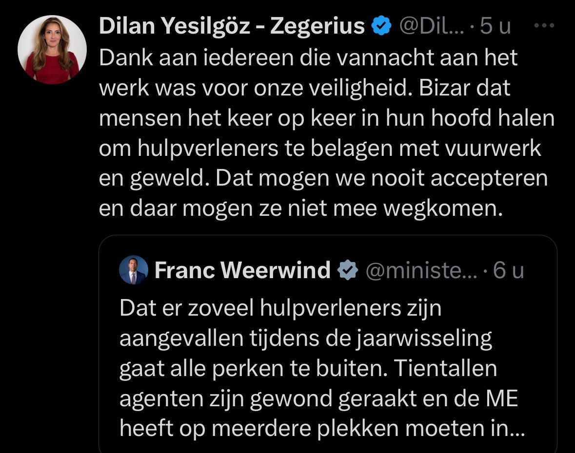 Bivakmutsen verbieden, keihard aanpakken, optreden tegen tuig en we mogen het niet accepteren. Tot zover de leegte van de formerende partijleiders. Echt wat een bedroevend niveau. Luister naar experts én hulpdiensten en voer een vuurwerkverbod in stelletje slappe zakken.