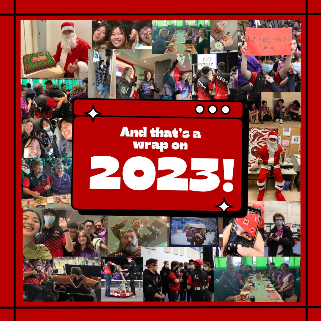 Team 1334 wishes you all a happy new year and a great 2024!

We are so grateful to all our mentors and volunteers for their hard work throughout the year, and our sponsors for their generous help. 

Here's to another year of robots and fun!