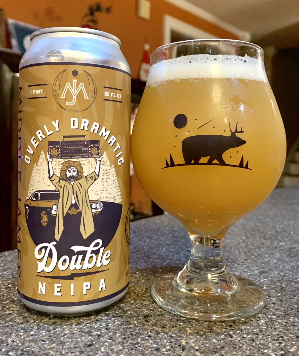 Overly Dramatic by @middlejamesbrew.

Citrus aroma. Hazy, pale orange pour. Citrus up front. Then some pine emerges. Smooth and light.

#BeerReview #CraftBeer #NCBeer #DrinkCraftBeer