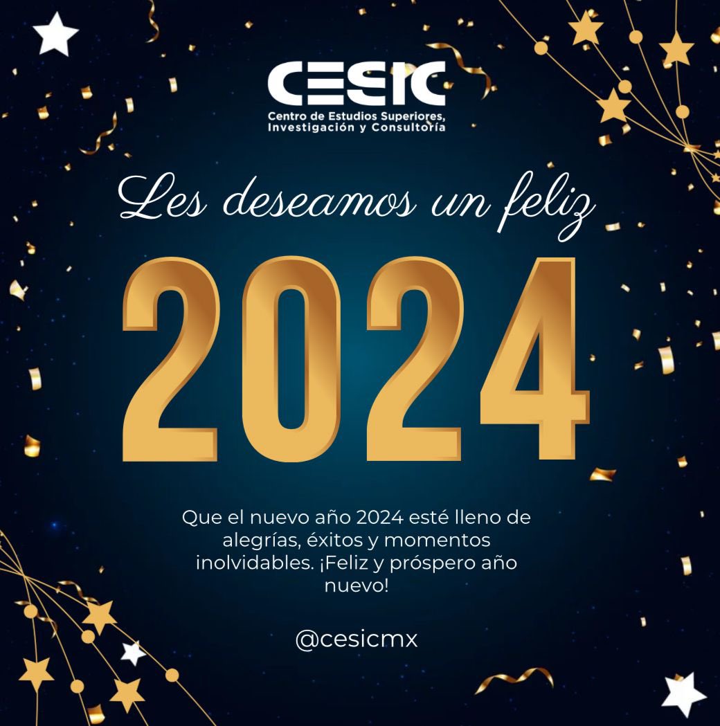 De parte del Consejo Consultivo, las personas colaboradoras y la directiva del CESIC les deseamos un 2024 desbordado en paz, felicidad, éxito y prosperidad para ustedes y sus seres queridos.