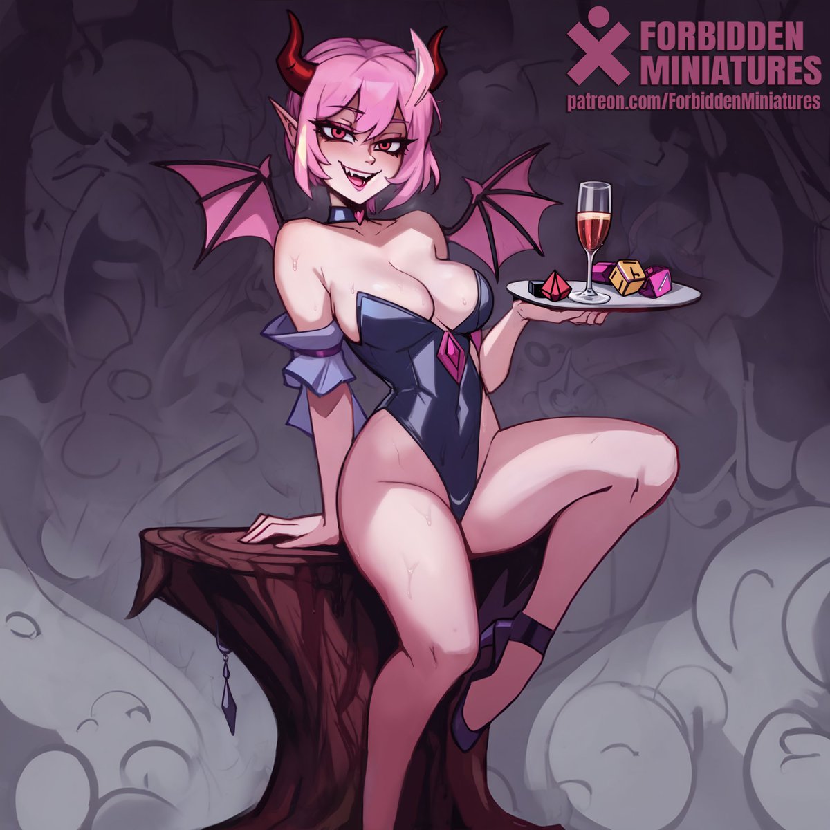 ForbiddenMinis's tweet photo. Happy New Year! 🎉 Thalia, our captivating succubus welcomes 2024 perched on a trunk, raising a plate in a toast to the promises of the new year. Let's make 2024 magical together! 
#ForbiddenMiniatures #Concept #miniature #2Dart #sexy #2dart #2d #pinup #figurine https://t.co/5m3OWWd2So