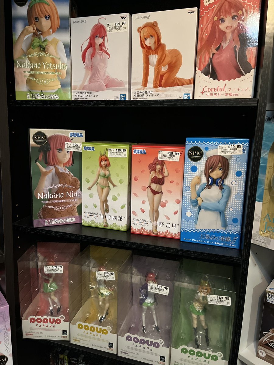 The quintuplet shelf so far. #quintuplets #anime #figurecollecting