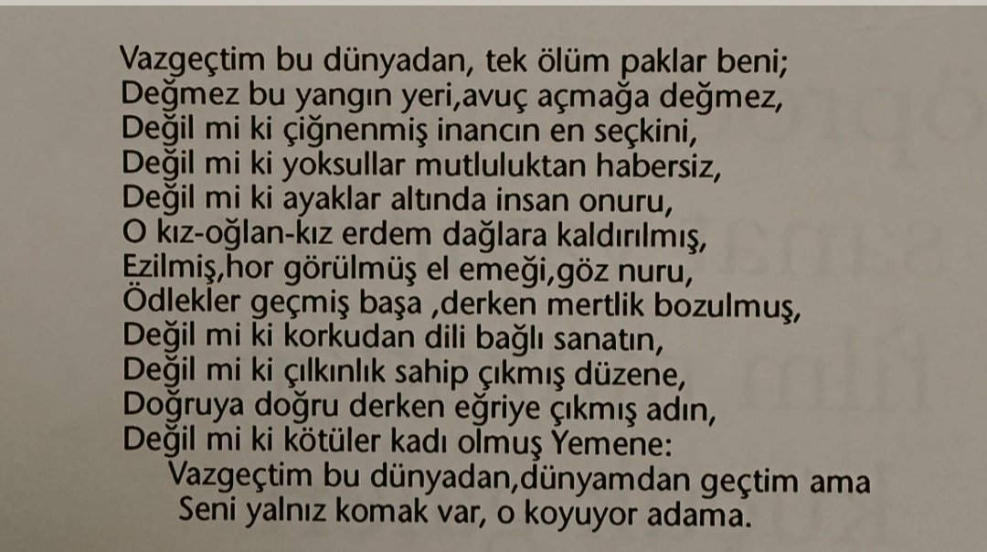 "Değmez bu yangın yeri, avuç açmaya değmez"
66. Sone / William Shakespeare.