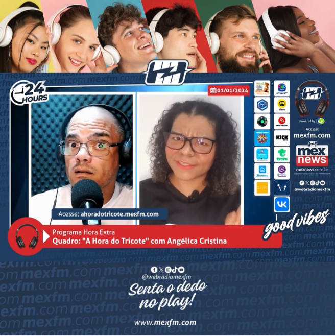 webradiomexfm's tweet photo. Acessa ae: https://t.co/QHLiTLwKhi e assista o quadro: A Hora do Tricote (01/Jan/2024) com Angélica Cristina, vai ao ar de segunda à sexta, a partir das 11h (horário de Brasília) dentro do #ProgramaHoraExtra na https://t.co/YnIT0eE8UE ;-) #Humor #webradiomexfm #AHoraDoTricote https://t.co/UBPv2U4g8e