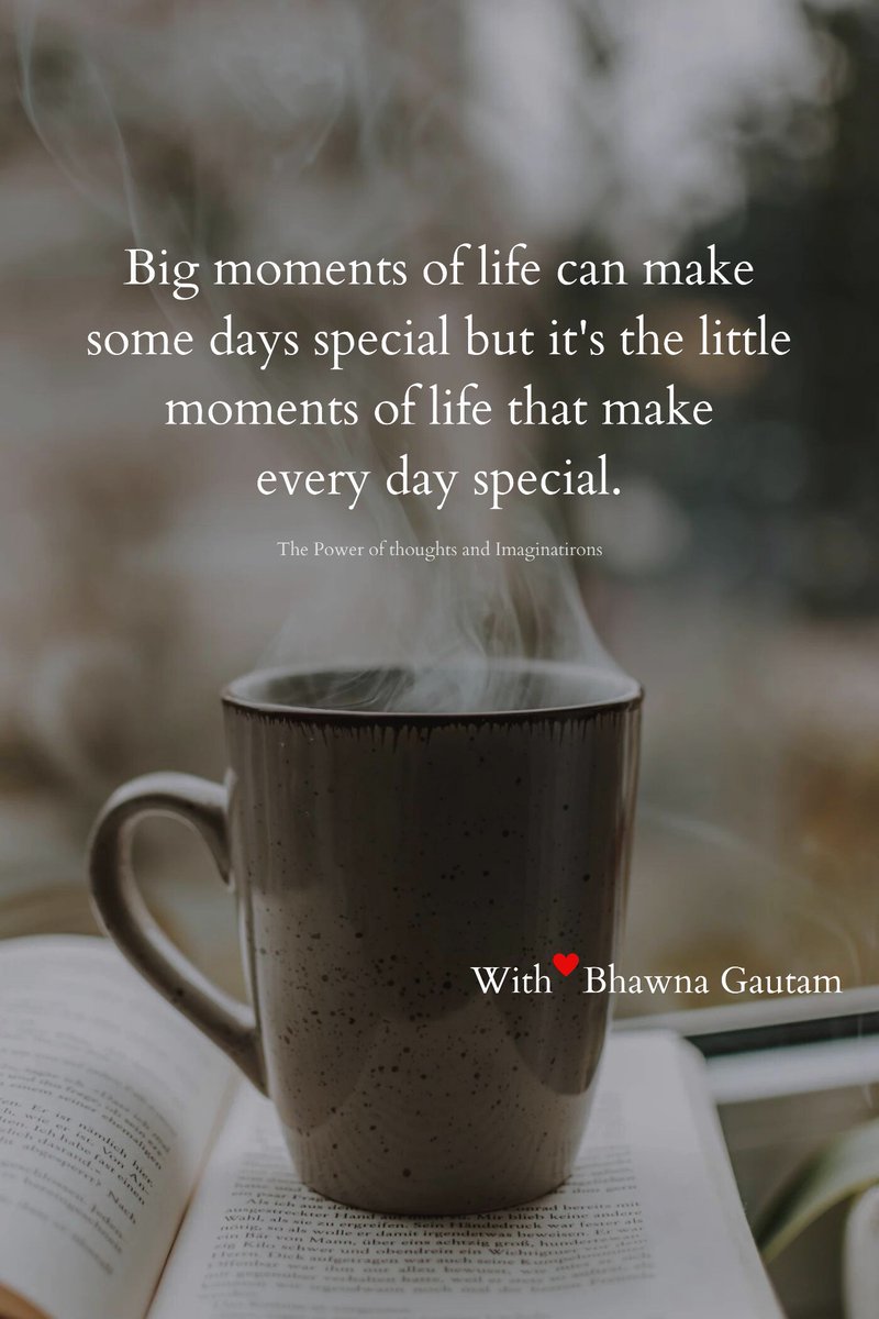 drbhawnagautam1's tweet photo. Don't wait for a special moment to feel happy. Appreciate the everyday moments, enjoy the rain, read your favourite book, listen to music, eat your favourite food, and meet people you love. You will make every moment memorable.
Dr. Bhawna Gautam
#monents #life #happiness #joy https://t.co/mh29T7WvGt