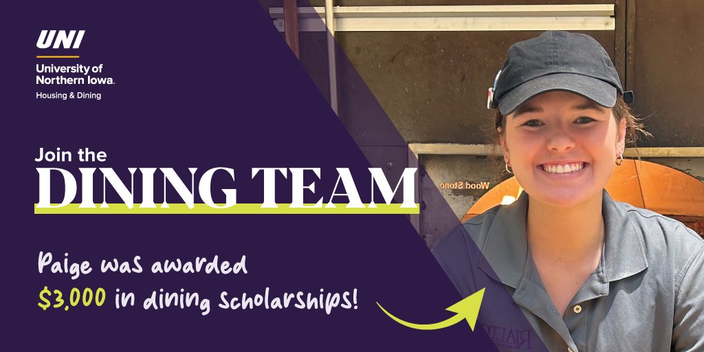 Paige was awarded $3,000 in dining scholarships for the 2023-24 academic year – just for being a dining employee. 

Join the Dining Team! 👩‍🍳
•Flexible Schedules
•Student Supervisor Positions
•$$ Scholarships

Apply now:
ow.ly/T2LH50PRfVS