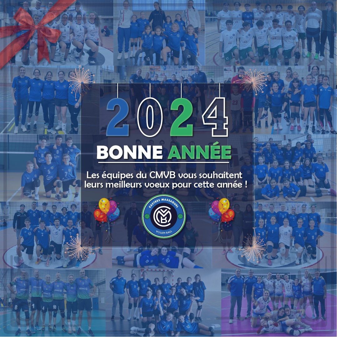 CMVB81's tweet photo. Le @CMVB81 souhaite une très bonne année 2⃣0⃣2⃣4⃣ à tous ses partenaires, ses bénévoles, ses licenciés et tous les soutiens autour du club, actuels et à venir ✨ Rendez-vous très vite sur et autour des terrains pour de nouvelles aventures 🔵⚪️🟢 #castres #massaguel #onnelacherien https://t.co/MxvrlRPvEX