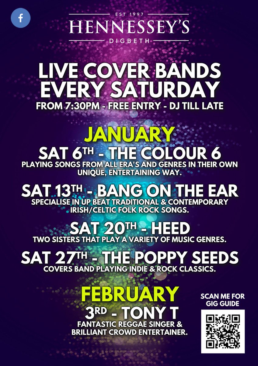 Starting the new year with a bang with the best in live music every Saturday night from 7.30pm 🎸🎙️
<a href="/the_colour_six/">The Colour Six</a>
#livemusic #digbeth