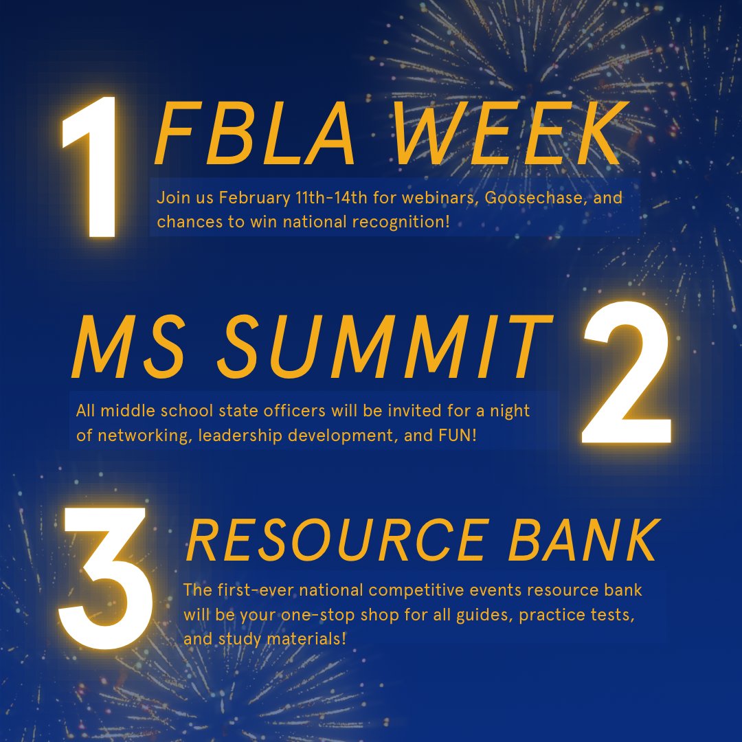 FBLA_National's tweet photo. Happy New Year, FBLA! We’re ready for another fantastic year—here are a few things that 2024 has in store! https://t.co/s6ReMKkX4X