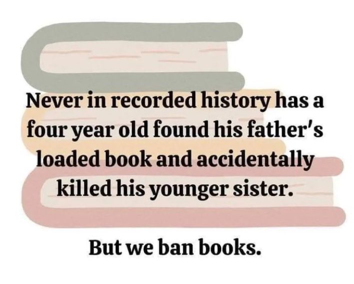 AmeliaBee7's tweet photo. The tragedy of modern America in a single meme
#BanGunsNotBooks https://t.co/1s3xP7eAWq