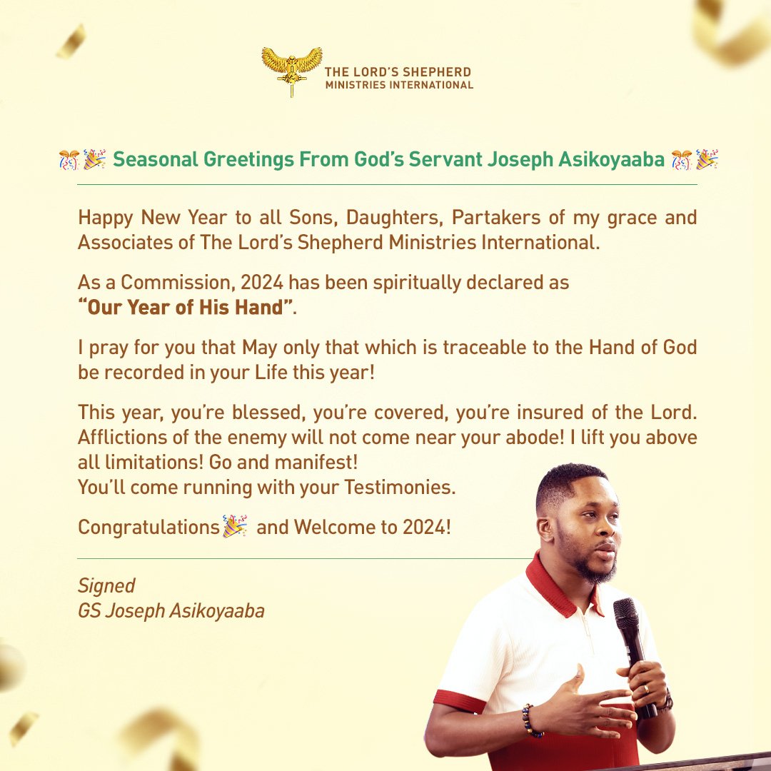 SHEPHERDITES's tweet photo. 🎊 | Seasonal Greetings From God’s Servant Joseph Asikoyaaba
#HisHand #tls #shepherdites https://t.co/V5pPlY4yK1