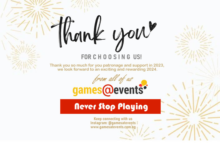 GamesatEvents's tweet photo. Thank you for choosing us as your favourite play partner. Let's make 2024 more playful. #eventsinlagos #lagosevents #rentalsinlagos https://t.co/WQBBnZsB82