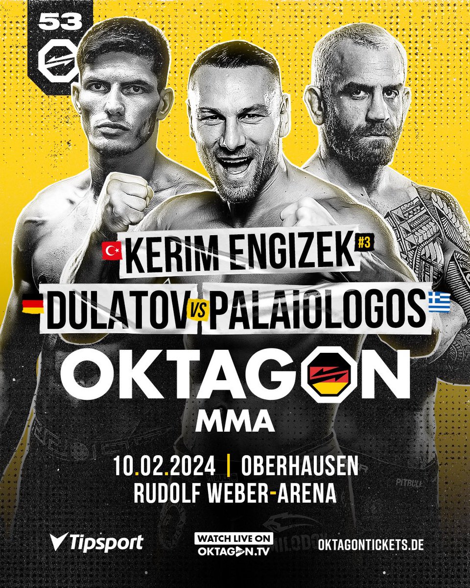 OktagonOfficial's tweet photo. The start to our 2️⃣0️⃣2️⃣4️⃣ schedule is LOADED!

🇬🇧 OKTAGON 52, Newcastle on Jan. 27
🇩🇪 OKTAGON 53, Oberhausen on Feb. 10
🇨🇿 OKTAGON 54, Ostrava on March 2
🇩🇪 OKTAGON 55, Stuttgart on March 23

Which event are you most excited about and why?

Buy tickets👇🏼
🎫https://t.co/RkHv2ttStH https://t.co/YDa2Cjmwki