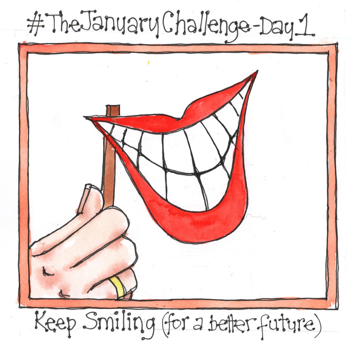 It's time to take part in TheJanuaryChallenge2023, a sketch a day from a prompt sent by #64millionartists.
Today's task is to make a 'better future'. So keep smiling!

#TheJanuaryChallenge #Day1 #Smile  #KeepSmiling #SketchaDay