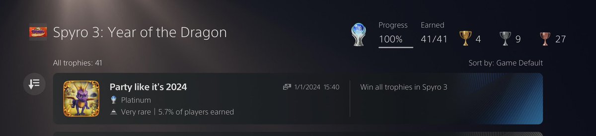 Spent the last month playing through the Spyro Reignited Trilogy and it felt right to wait until today to get the final platinum 👀