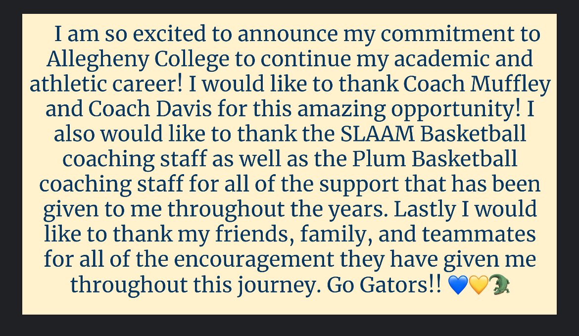 Pascale Olczak (@olczakpascale) on Twitter photo COMMITTED!! 🐊 <a href="/AlleghenyWBB/">Allegheny WBB</a> <a href="/CoachC_Davis/">Christina</a> <a href="/Coach_Kelly11/">Kelly Muffley</a> <a href="/PlumAthletics/">Plum Athletics</a> @PlumGBBall2223 <a href="/MeganMarston34/">Megan Marston</a> <a href="/SLAAMBASKETBALL/">slaambasketball</a> <a href="/BobPerr98281690/">Bob Perry</a> COMMITTED!! 🐊 <a href="/AlleghenyWBB/">Allegheny WBB</a> <a href="/CoachC_Davis/">Christina</a> <a href="/Coach_Kelly11/">Kelly Muffley</a> <a href="/PlumAthletics/">Plum Athletics</a> @PlumGBBall2223 <a href="/MeganMarston34/">Megan Marston</a> <a href="/SLAAMBASKETBALL/">slaambasketball</a> <a href="/BobPerr98281690/">Bob Perry</a>