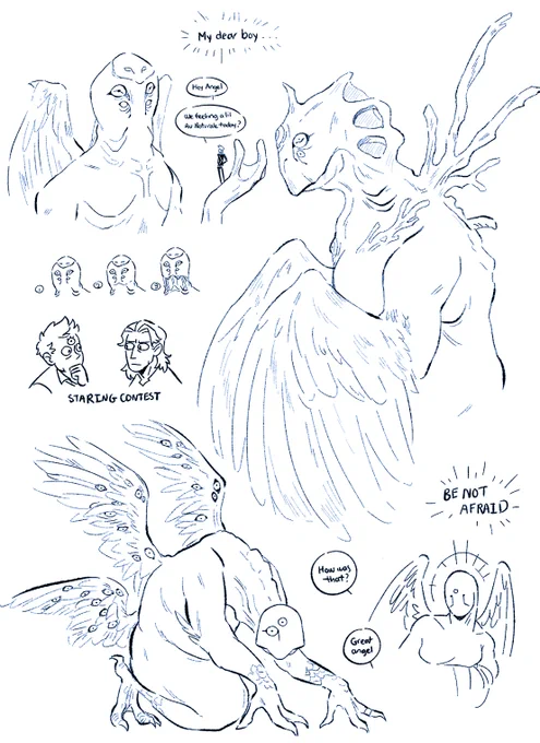 I am a little more happy with this set of Azi as angel, where he is like HUGE #GoodOmens 