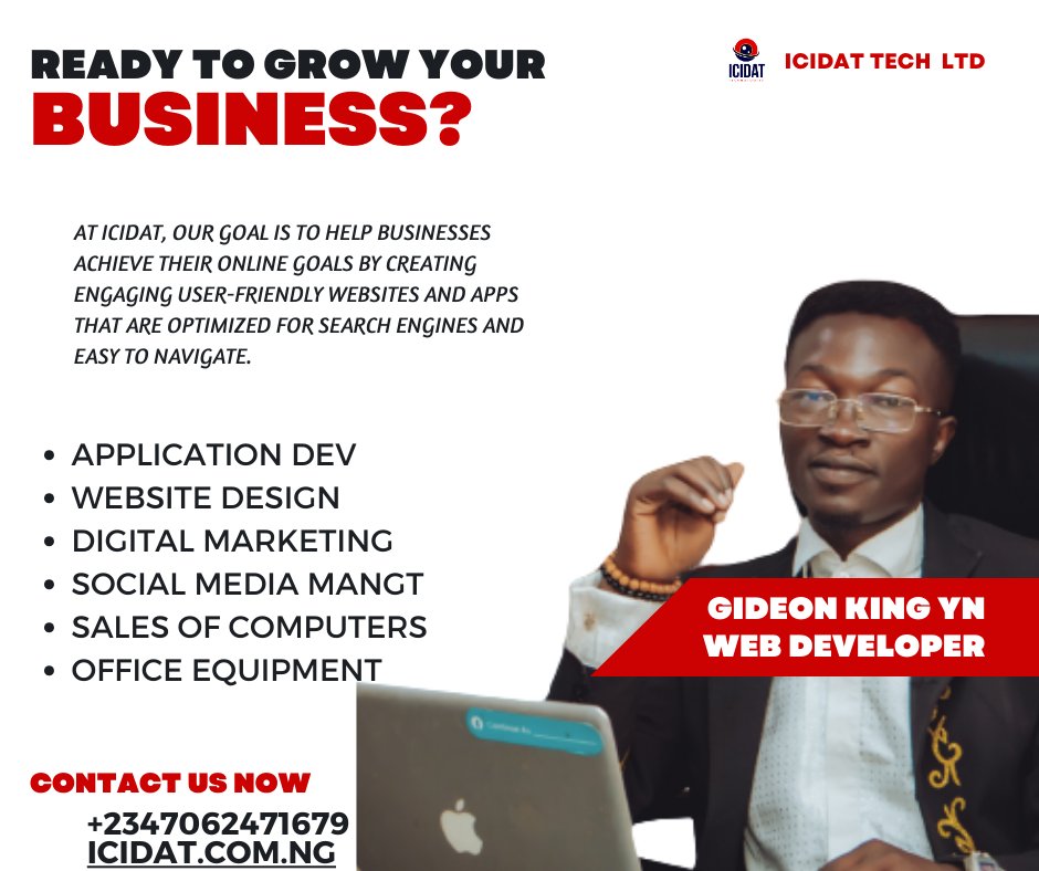 gideonkings_'s tweet photo. Hello X community! 
I'm thrilled to connect with you all and share a glimpse into the world of Icidat Technologies Ltd.
I'm Gideon King, the founder and CEO of this dynamic web development agency based in the vibrant city of Jos, Nigeria.

thread https://t.co/C3T8rpt19x