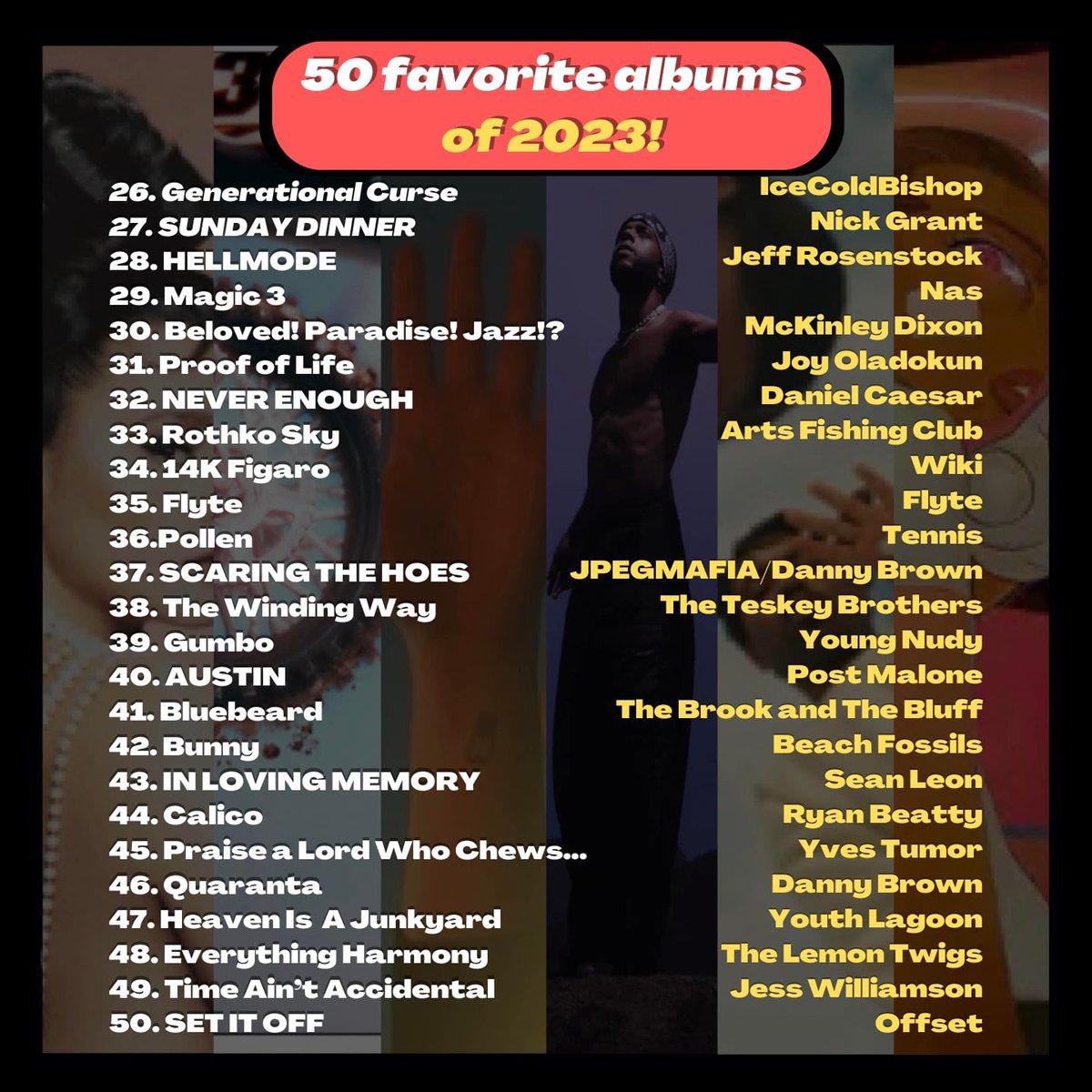 Eric_Betz's tweet photo. And last but very much not least, my favorite albums from 2023! https://t.co/WE3BIrEJIT