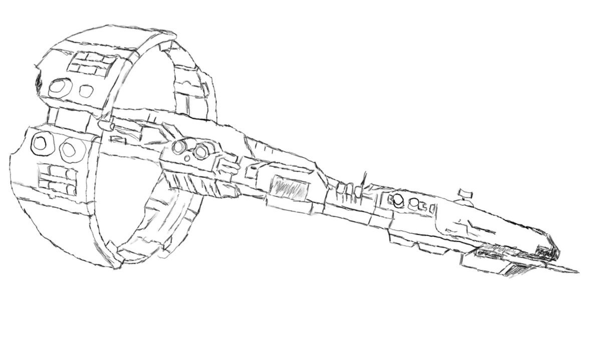 jcellsplitter's tweet photo. Did a quick sketch of a stratios, might hit it with some color and hard lining later.

Haven’t decided how I want to color it, still getting used to digital art.

#tweetfleet #SoE #eveonline #art #sketchart https://t.co/qi2CCnJDNc