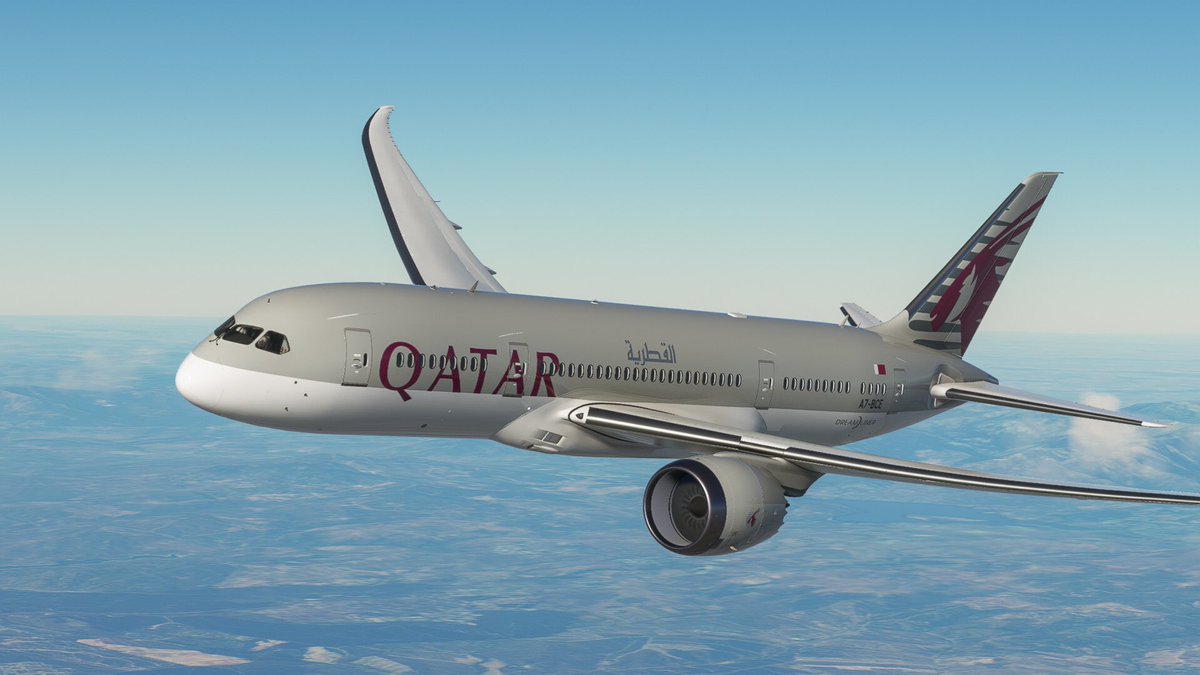 Austral_plane's tweet photo. 🇶🇦  | Qatar Airways 787-8  between Madrid and Doha 
⏰ | Flight time : 6h 
 The 787-8 went into service with ANA in 2011 
#msfs #flightsimulator  #B787
#boeing #aviation #aviationphotography #aviationdaily https://t.co/SeeY2opxDW