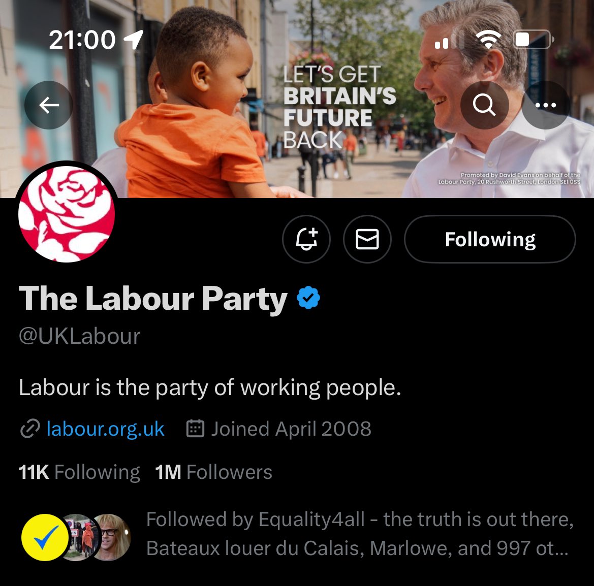 Just caught this on @UKLabour’s Twitter Bio ‘Labour is the party of working people’ 😂😂😂