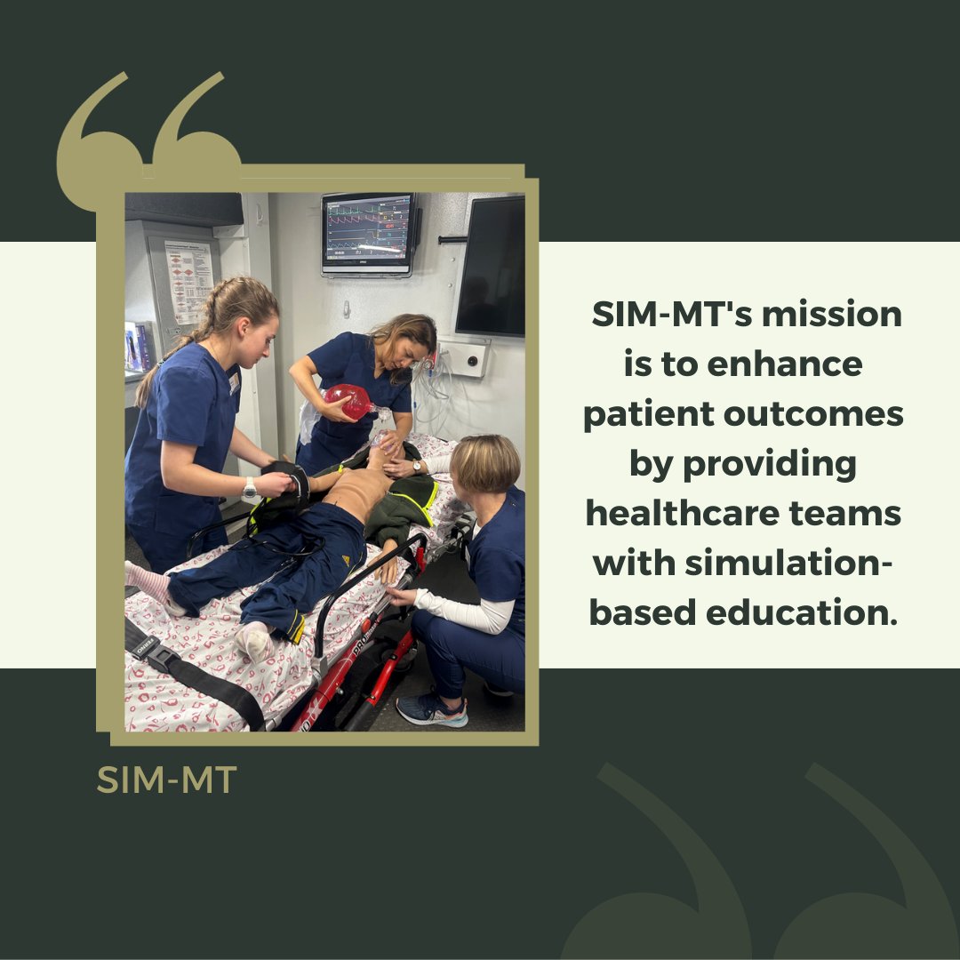 SIM-MT's mission is to enhance patient outcomes by providing healthcare teams with simulation-based education. #PatientOutcomes #HealthcareTraining #SimulationEducation
#MedicalSimulation #HealthcareTeam #EnhancedLearning
#PatientCare #ClinicalTraining #MedicalEducation