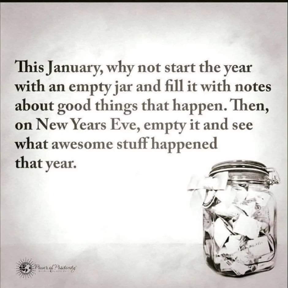 Happy New Year - Start a Gratitude Jar! 

#happynewyear 
#happynewyear2024
#attitudeofgratitude 
#gratitudejar 
#happyhappenings