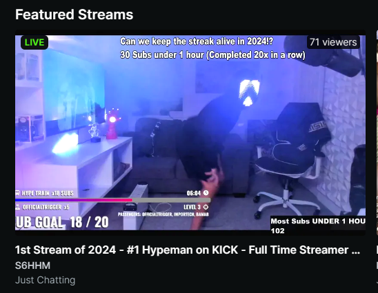 S6HHM's tweet photo. Front Page Featured on Kick Streaming..
The thumbnail is me shaking my booty π
Thanks to @Bob_Kick_ and the #S6Fam I had to eat CRICKETS and HOT SAUCE π± https://t.co/sCxMEba5CF