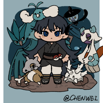 CaballeroCaos's tweet photo. Un kirima japones y en el mundo pokemon, sus pokemons son Swablu, corsola galar, lampent, articuno, cubone y por ultimo froslass.

#ARTkirima https://t.co/s3v5pg69yz