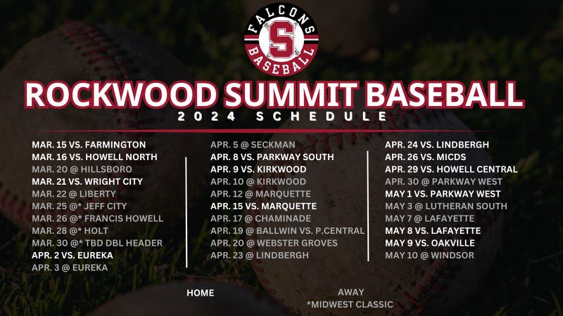 Varsity schedule for 2024