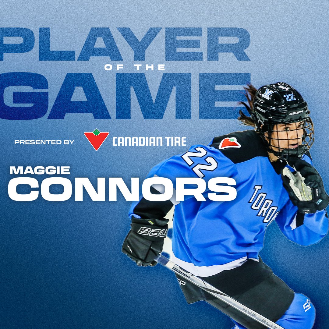 Big shout out to our player of the game, <a href="/MaggieConnors9/">Maggie Connors</a>, for her strong offensive game. 👊

PWHL Toronto x <a href="/CanadianTire/">Canadian Tire</a>