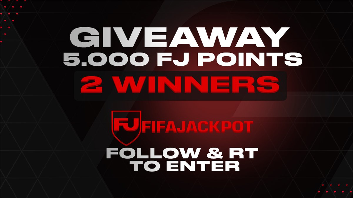 New Year Giveaway from FIFAJackpot.com 🥳
🚨5,000 FIFAJackpot Points🚨
Like and follow to enter ❤️+ ✅
2 Winners announced 08/01/24  👀
Open to Playstation &amp; Xbox Users  🎮

*Must be registered at FIFAJackpot to claim prize* 
Good Luck 👊
#HappyNewYear #FC24 #Giveaway